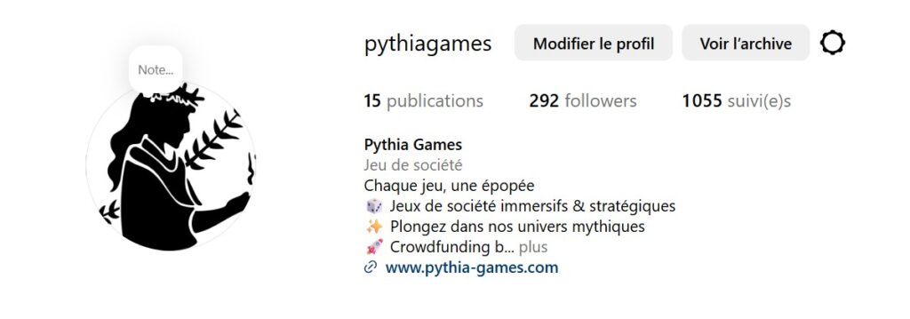 Compte instagram 06/07/2025 Pythia Games